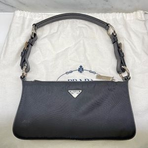 Vintage Prada Tessuto Sirio Shoulder Bag - Nero